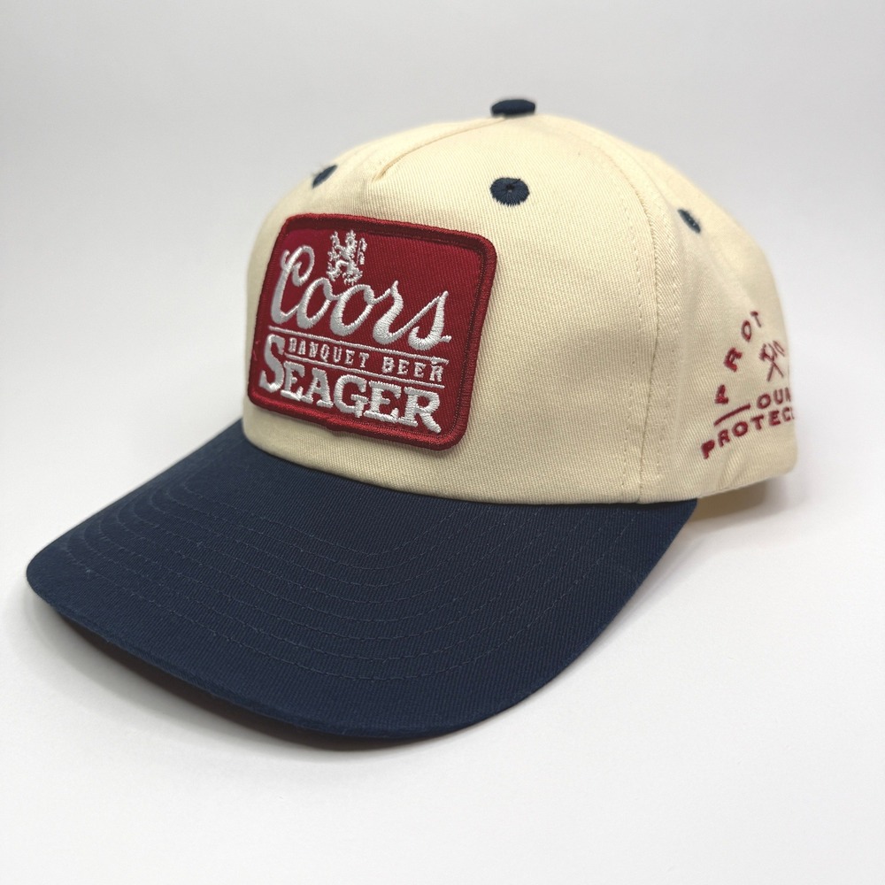 Seager Coors Banquet Hat Mens OS Cream Blue Snapback Protect Our Protectors Cap